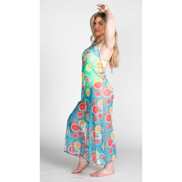 Ombare Karpo Swim Cover Up Jumpsuit Romper Sheer Resort Halter S/M NWT 7045 - Picture 13 of 16